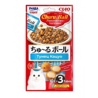 АКЦИЯ: (Скидка 20%) Лакомство д/кошек Inaba Ciao Churu Ball лакомство топпинг тунец Кацуо, 3 шт*10 г
