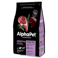 АКЦИЯ: (Скидка 15%) AlphaPet Superpremium корм д/взр. собак ср. пород чув. пищ. баран/потрошки, 2 кг