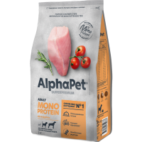 АКЦИЯ: (Скидка 30%)AlphaPet Superpremium Monoprotein д/взр. собак ср. и кр. пород из индейки, 2,0 кг