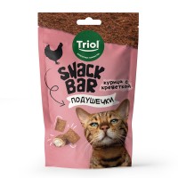 Лакомство д/кошек Triol Snack Bar, мини-подушечки с начинкой из курицы с креветкой, 30 г