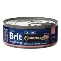 Brit Premium by Nature, конс. д/кошек с чув-м пищеварением с мясом индейки 100 г