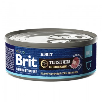 Brit Premium by Nature, конс. для кошек с мясом телятины со сливками 100 г