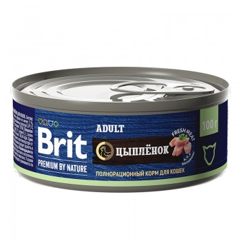 Brit Premium by Nature, конс. для кошек с мясом цыплёнка 100 г