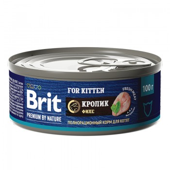Brit Premium by Nature, конс. для котят с мясом кролика 100 г