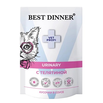 Best Dinner Vet Profi Urinary для кошек, телятина, кусочки в соусе (при МКБ), 85 г