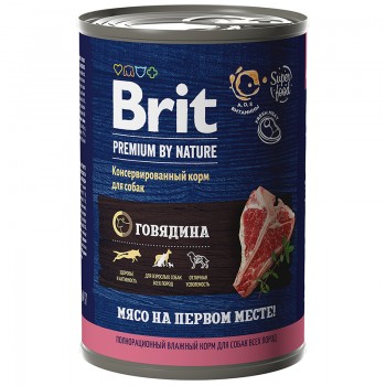 Brit Premium by Nature, консервы д/собак с говядиной 410  г
