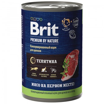 Brit Premium by Nature, консервы д/щенков с телятиной 410  г