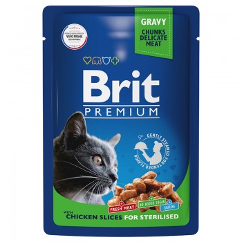 Brit Premium пауч д/стерилизованных кошек и котов, с курицей в соусе, 85 г