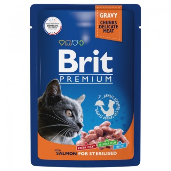 Brit Premium пауч д/стерилизованных кошек и котов, лосось в соусе, 85 г