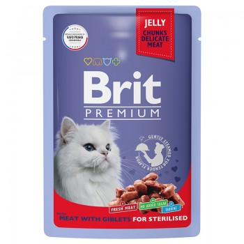 Brit Premium пауч д/стер-х кошек и котов, мясное ассорти с потрошками, 85 г