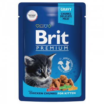 АКЦИЯ: (Скидка 30%) срок до 19.06.24 Brit Premium, пауч для котят цыпленок в соусе, 85 г