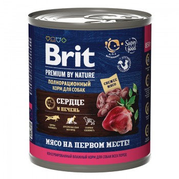 Brit Premium by Nature, консервы д/собак, сердце и печень, 850 г   