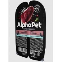 AlphaPet для кошек с чув. пищ. утка клюква мясные кусочки в соусе 80 г