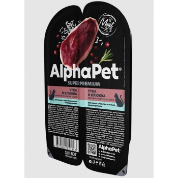 AlphaPet консервы д/кошек нежные ломтики утка с клюквой в соусе, 80 г