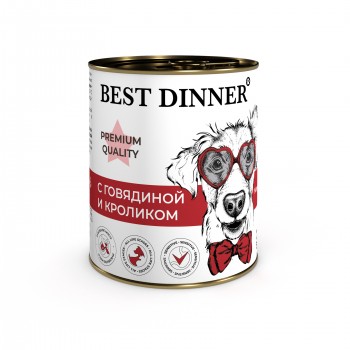 Best Dinner Dog Premium  консервы для собак и щенков с 6 мес. Меню №3 с говядиной и кроликом 0,34 кг