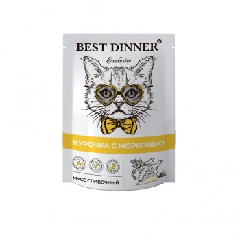 Best Dinner для кошек Exclusive (для взрослых и котят с 1 месяца), курочка, морковь, мусс