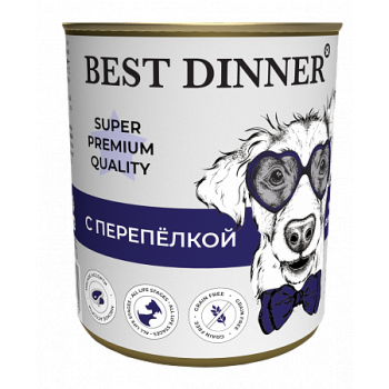 Best Dinner Dog Super Premium Мясные деликатесы  конс. для собак и щенков с перепелкой 0,34 кг