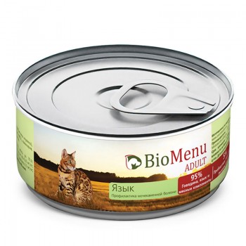 BioMenu консервы д/кошек мясной паштет с языком  95%-мясо, 100 г