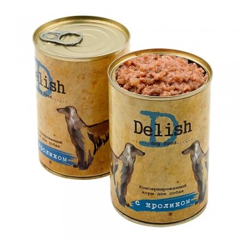 Delish, консервы д/собак кролик, 970 г