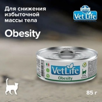 Farmina Vet Life Cat Obesity консервы для кошекдля снижения избыточной массы 85 г