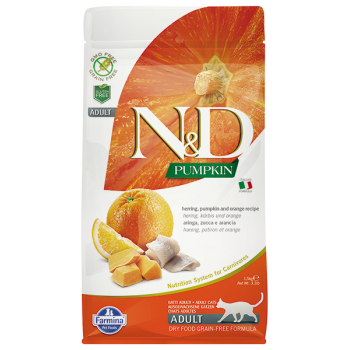 Farmina N&D Cat Prime Ocean для взрослых кошек сельдь апельсин тыква 1.5 кг