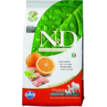 Farmina N&D Dog Medium & Maxi для собак рыба и апельсин 12 кг