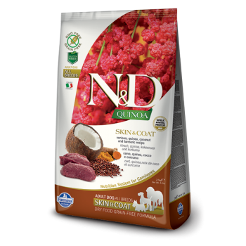 Farmina N&D Dog для собак для  кожи и шерсти беззерновой оленина киноа 7 кг