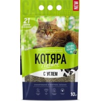 Наполнитель минеральный Котяра, комкующийся с угольным фильтром 10 л