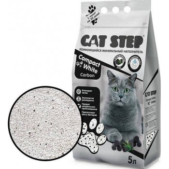 Наполнитель минер. Cat Step Compact White Carbon, комк. с угольным фильтром 5 л
