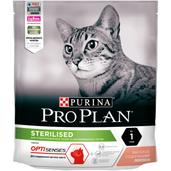 АКЦИЯ: (Скидка 20%) Pro Plan Sterilised, для стерилизованных кошек и органов чувств, лосось, 0,4 кг