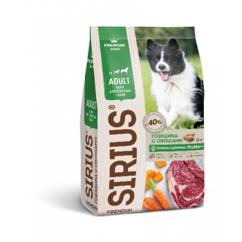 Sirius сухой корм для взрослых собак говядина с овощами 2 кг