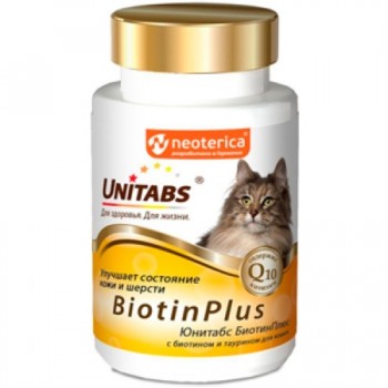 Витаминное лакомство д/кошек Unitabs BiotinPlus Q10 (для кожи и шерсти) 120 шт.