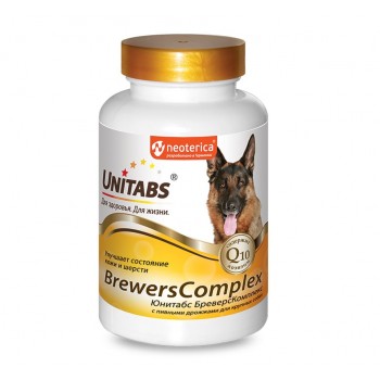 Витаминное лакомство д/собак Unitabs Brewers Complex Q10 с пивными дрожжами д/крупных собак 100 шт. 