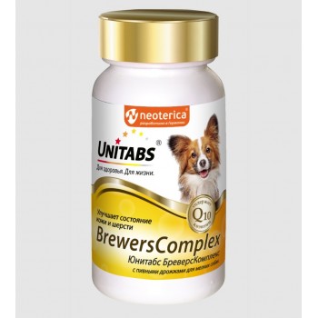 Витаминное лакомство д/собак Unitabs Brewers Complex Q10 с пивными дрожжами д/мелких собак 100 шт. 
