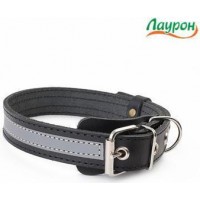 Ошейник кожаный Лаурон 35 мм 30-64 см светоотражающий, черный безразмерный Ошейник кожаный Лаурон 35 мм 30-64 см светоотражающий, черный безразмерный