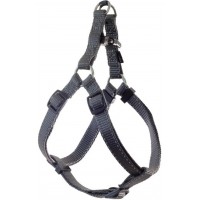 Шлейка нейлоновая TrioL со светоотражающей строчкой, серая, 25 x 650-990 мм