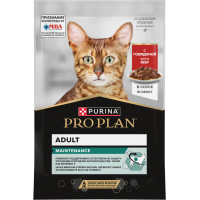 Pro Plan Adult, пауч для взрослых кошек, говядина в соусе, 85 г 