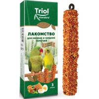 Лакомство д/мелких и средних попугаев Triol Standard мед/яйцо уп 3 шт, 80 г