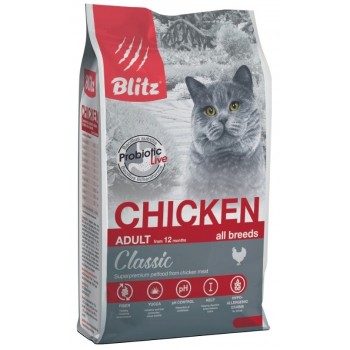 Blitz Adult сухой корм для взрослых кошек, курица, 0,4 кг