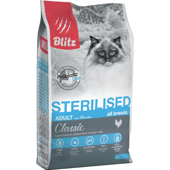 Blitz Sterilised сухой корм для стерилизованных кошек, курица, 0,4 кг