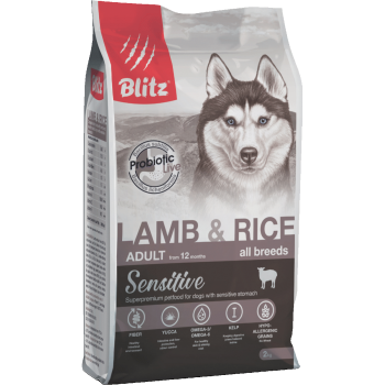 Blitz adult сухой корм для взрослых собак, ягненок и рис, 2,0 кг