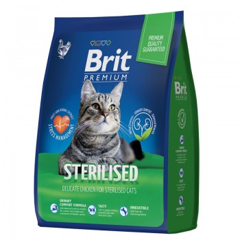 Brit Premium Cat Sterilised, для  кошек с курицей, 2,0 кг