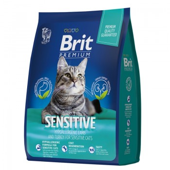 Brit Premium Cat Sensitive, для  кошек ягненок, индейка, 2,0 кг