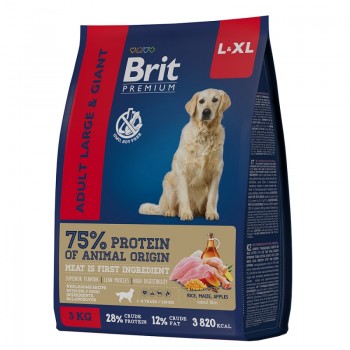АКЦИЯ: (Скидка 20%) Brit Premium Dog Adult Large and Giant с кур.д/собак кр. и гигантских пород 3 кг