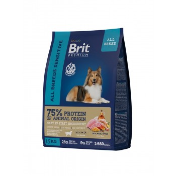 Brit Premium Dog Sensitive, для собак с баранина/индейка 15 кг