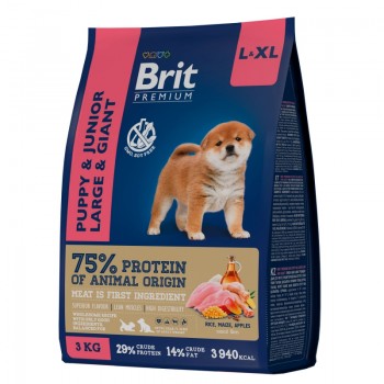 Brit Premium Dog Puppy and Junior Large and Giant, д/щенков с курицей 3 кг