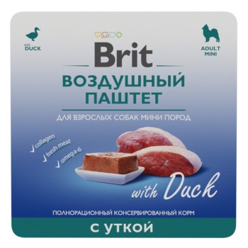 Brit Premium, ламистер. для собак мини пород паштет с уткой, 100 г