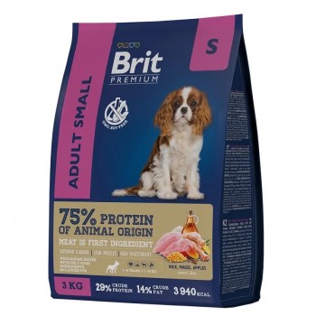 Brit Premium Dog Adult Small, для собак мелких пород с курицей (1-10 кг) 3 кг