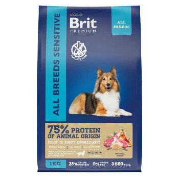 Brit Premium Dog Sensitive, для собак баранина/индейка 1 кг
