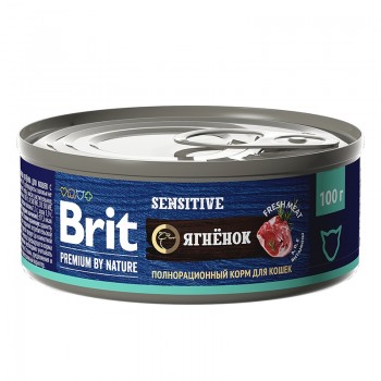 Brit Premium by Nature, конс. д/кошек с чув-м пищеварением с мясом ягненка 100 г